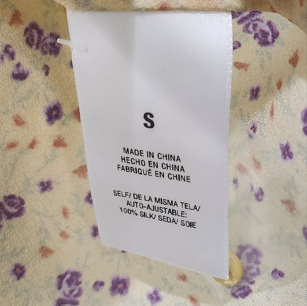 NEW FAVORITE DAUGHTER YELLOW GWEN TOP SIZE SMALL 100% SILK - Picture 7 of 9